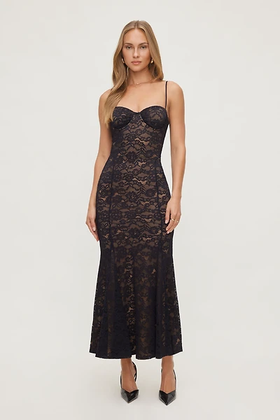 Robe maxi recouverte de dentelle Monet
