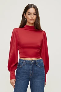 Blouse en satin à dos ouvert