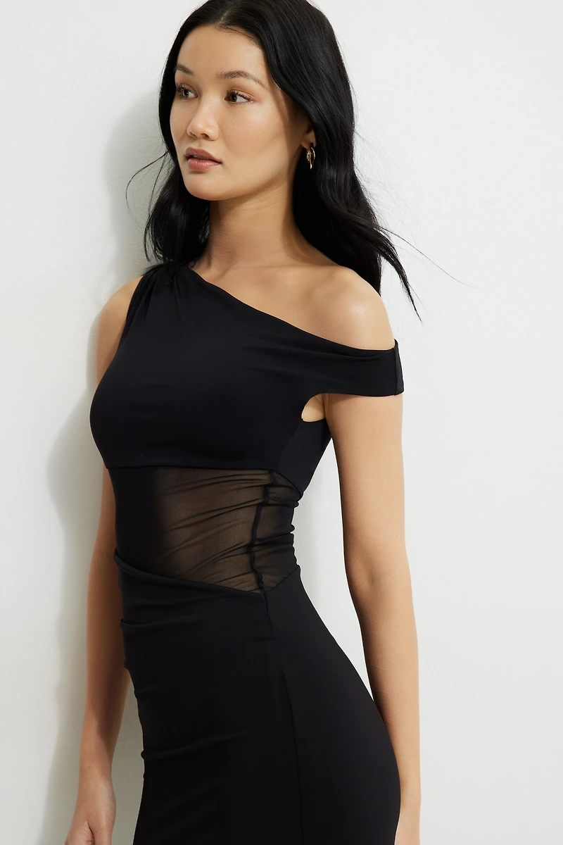 Robe maxi diaphane sculptante