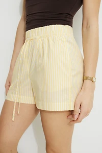 Striped Poplin Drawstring Shorts