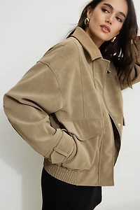 Blouson aviateur ample en faux suède