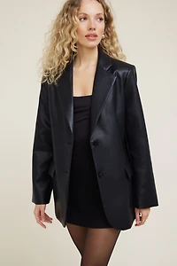 Oversized Faux Leather Blazer