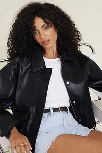 Blouson aviateur ample en faux cuir