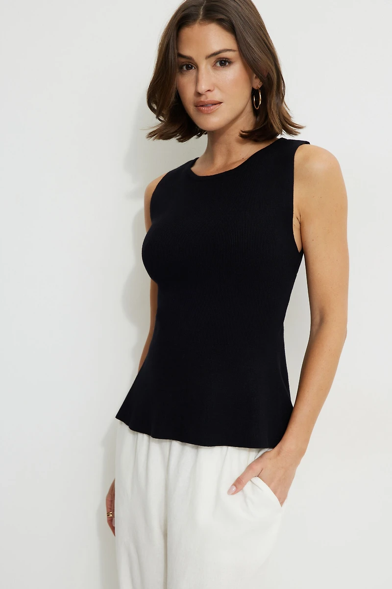 Open Back Knit Tank Top