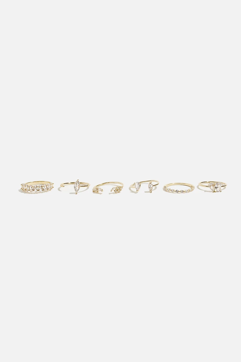 6-Pack Delicate Gem Rings