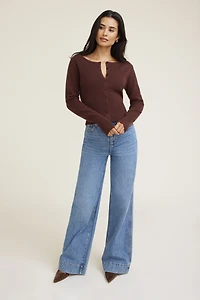 Ribbed Cinch Hem Cardigan