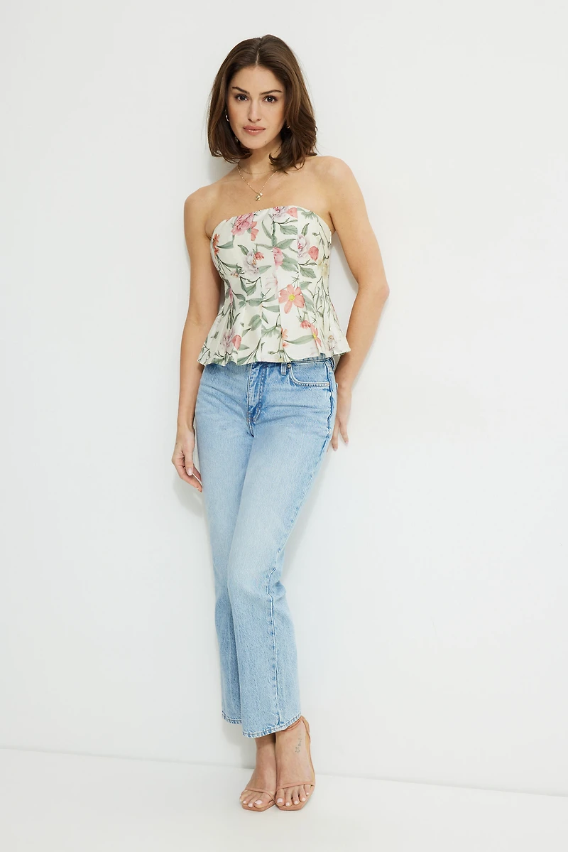 Floral Peplum Tube Top