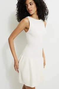 Lucia Ribbed Drop Waist Mini Sweater Dress