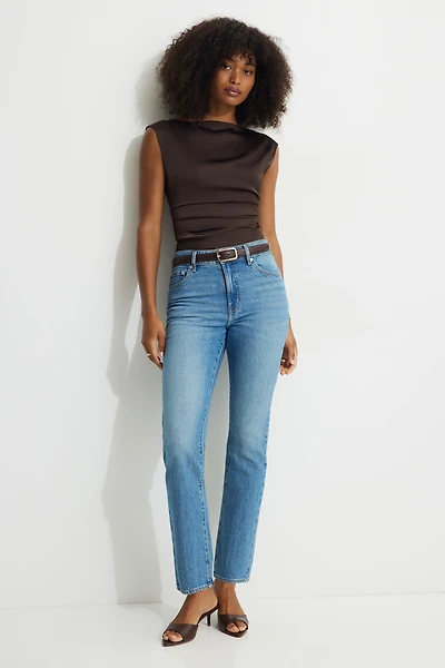 Haut drapé en satin