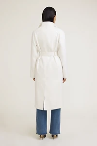 Manteau croisé en laine à ceinture