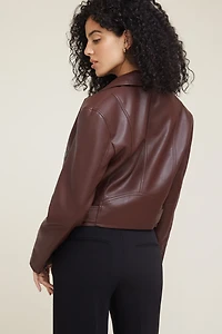 Blouson de moto en faux cuir avec ceinture