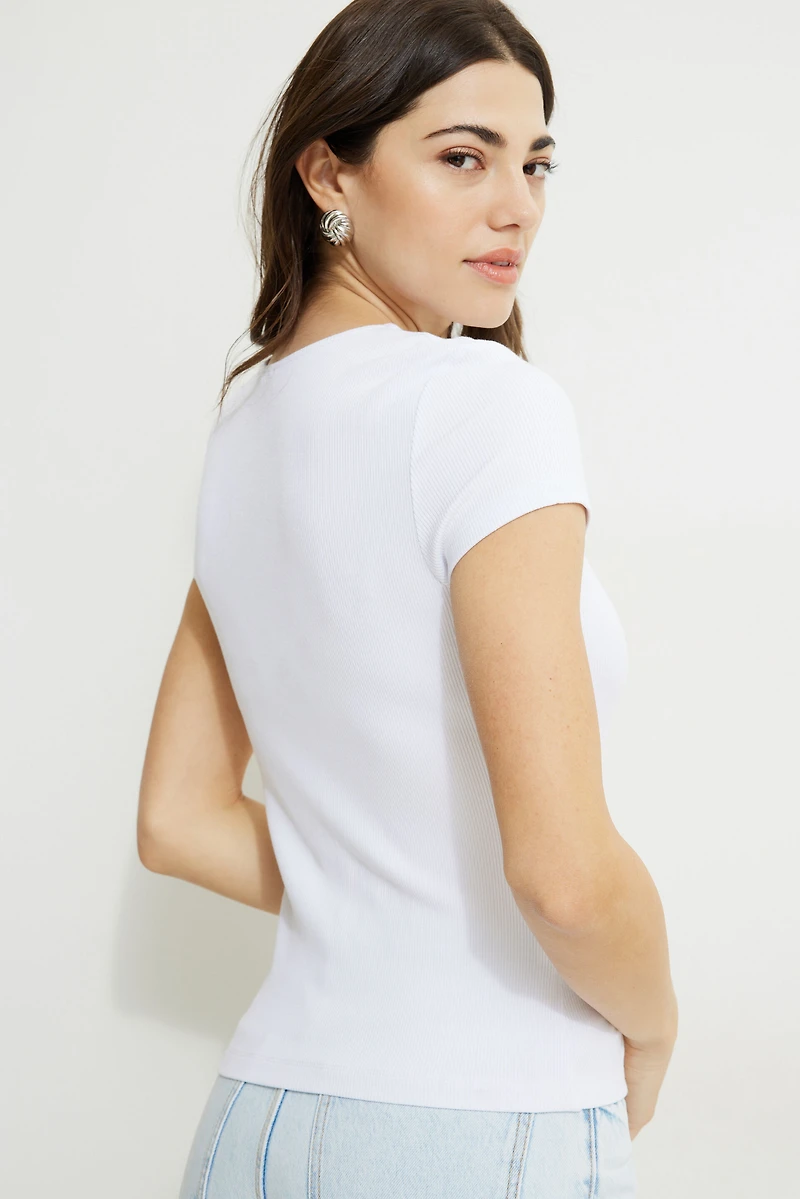 Ribbed Short Sleeve Cardigan