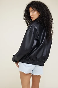 Blouson aviateur ample en faux cuir