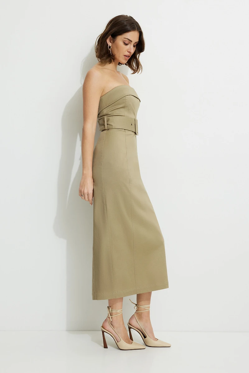 Robe tube midi ceinturée