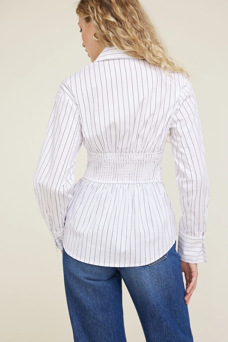 Chemise rayée en popeline à taille cintrée