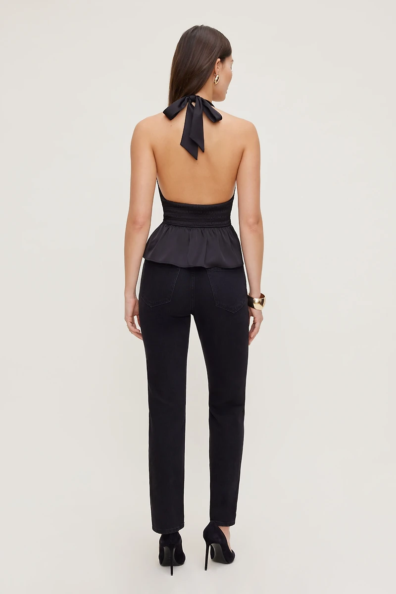 Plunge Satin Halter Top