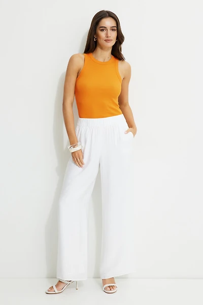 Pantalon fluide à enfiler jambe large