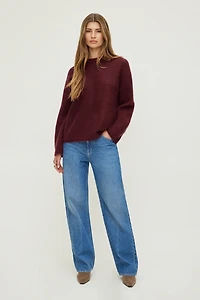 Chandail à manches larges en mohair poilu de qualité supérieure