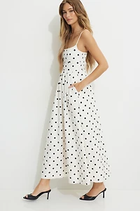 Polka Dot Bustier Poplin Maxi Dress