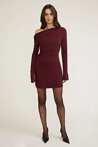 Off Shoulder Crepe Mini Dress