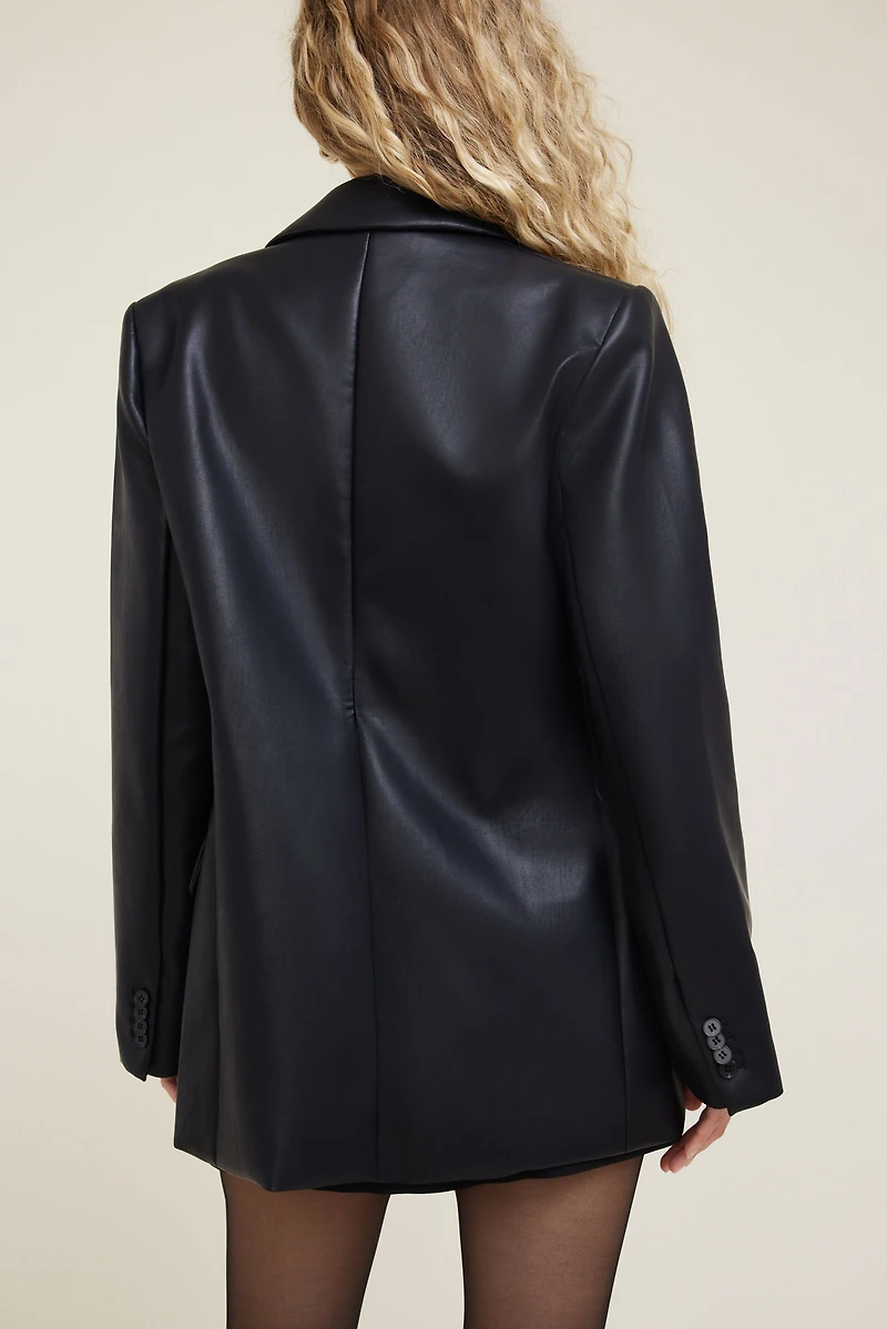 Oversized Faux Leather Blazer