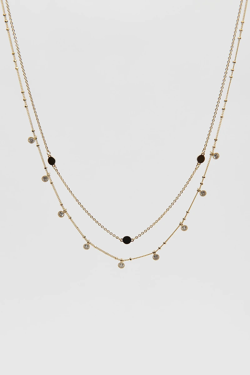 Layered Gems & Discs Necklace
