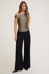 Off Shoulder Stretch Satin Top