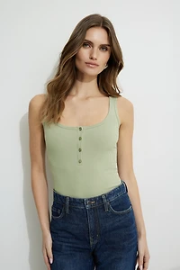 Ribbed Henley Bodysuit