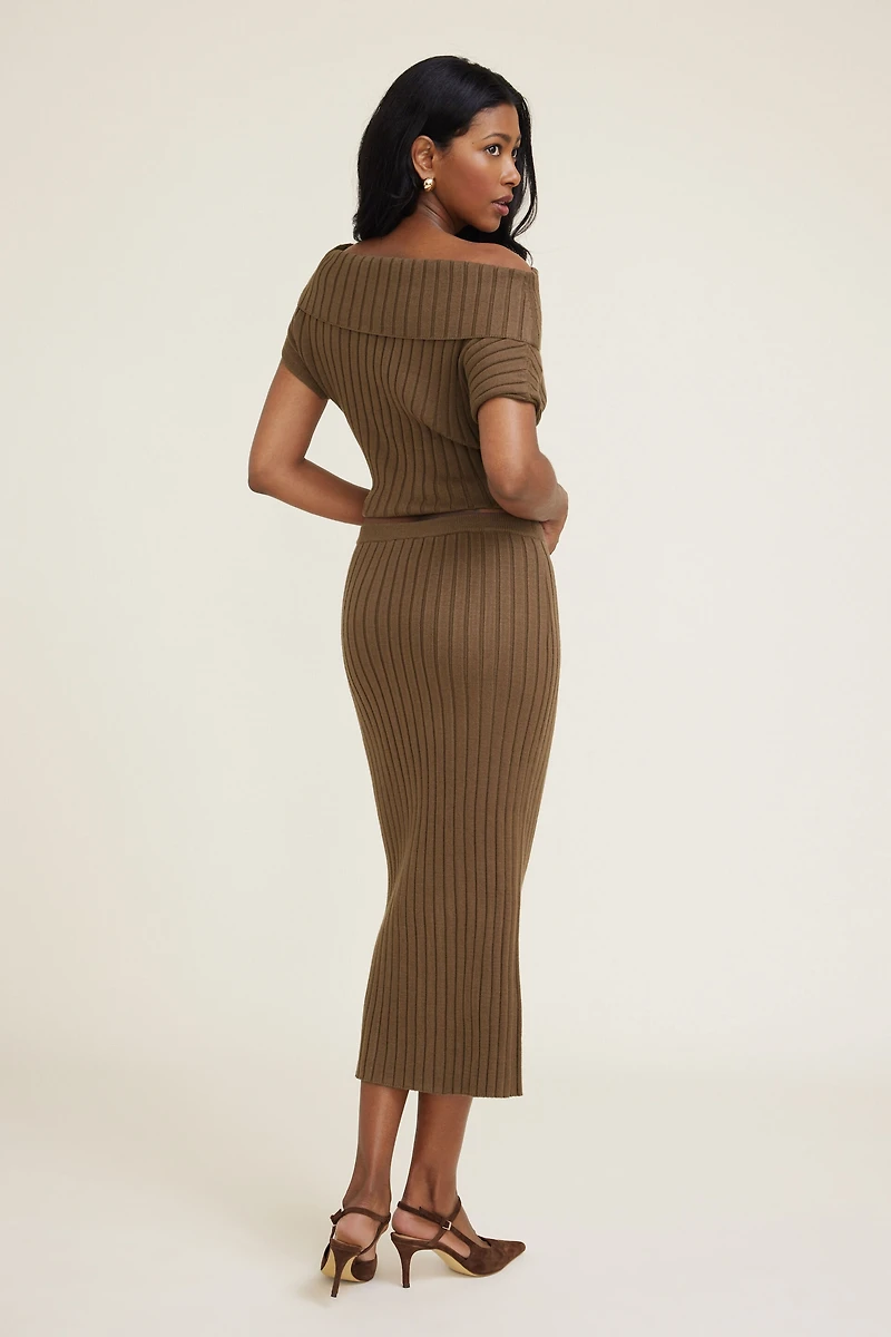 Ribbed Bodycon Maxi Skirt