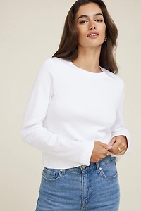 Boxy Cotton Long Sleeve T Shirt
