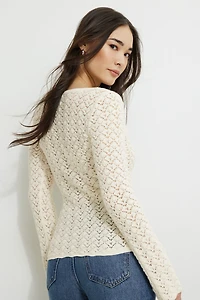 Crocheted V Neck Cardigan