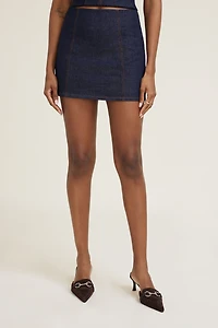 Minijupe-short en denim avec coutures