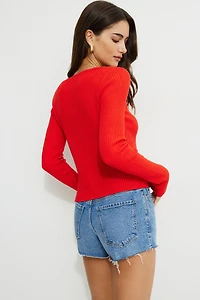Mila Ribbed V Neck Cardigan