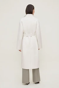 Manteau croisé en laine à ceinture