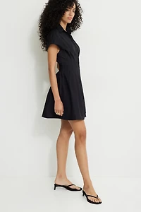 Minirobe t-shirt évasée en popeline