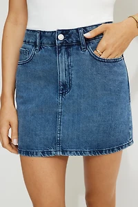 High Rise Denim Mini Skirt