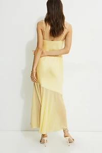 Asymmetric Satin Maxi Dress