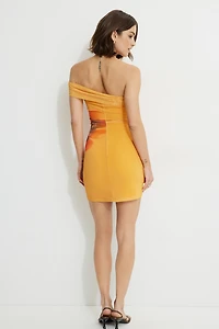 Off Shoulder Mesh Mini Dress