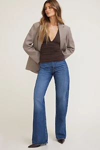 Sculpt Deep Plunge Long Sleeve Top