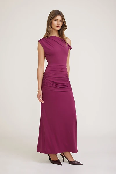 Sculpt Draped Off Shoulder Maxi Dress