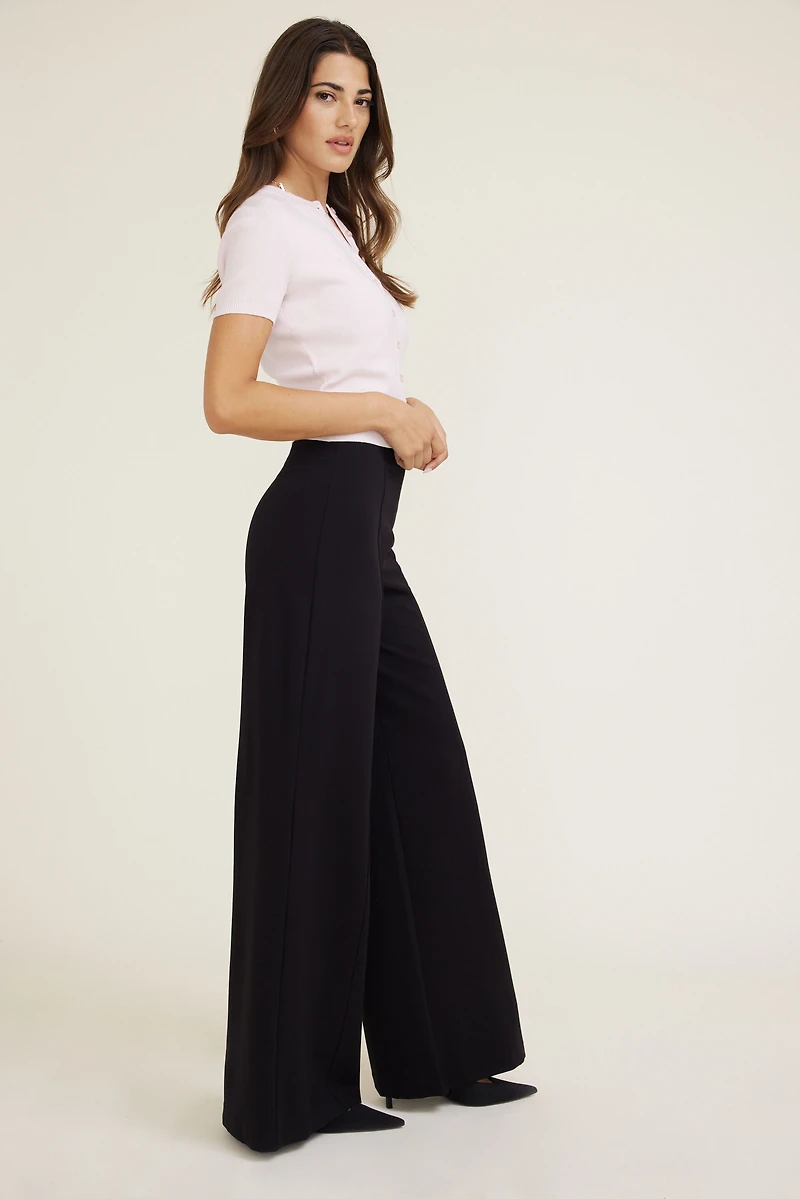 Pantalon à jambe large en tricot point de Rome