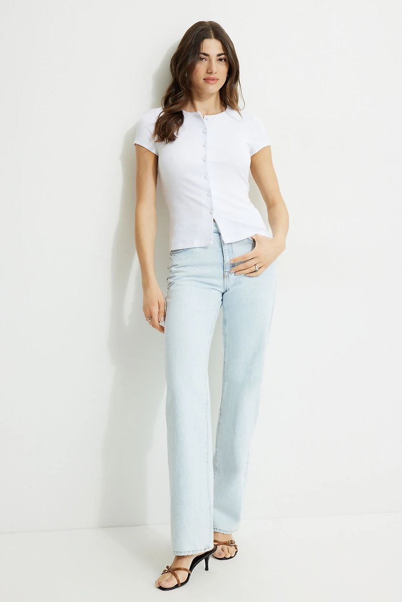 Ribbed Short Sleeve Cardigan