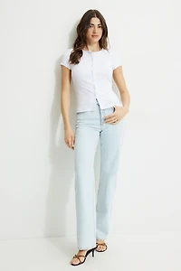Ribbed Short Sleeve Cardigan