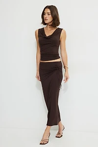 Draped Cowl Neck Jersey Tank Top