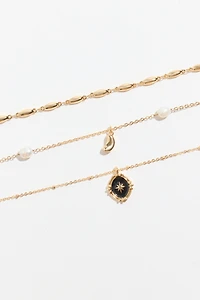 3-Pack Celestial Charms & Pearl Necklaces