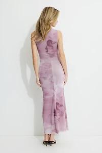 Robe maxi en maille à col bateau
