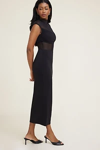 Robe maxi sculptante et diaphane à col châle