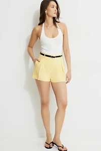Pleated Linen Shorts