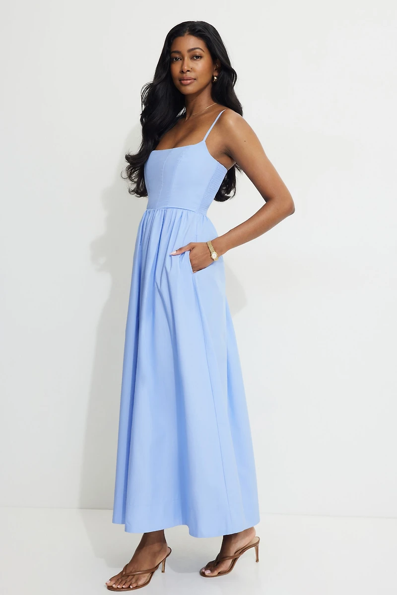 Robe bustier maxi en popeline