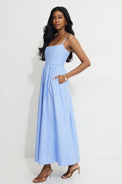 Robe bustier maxi en popeline